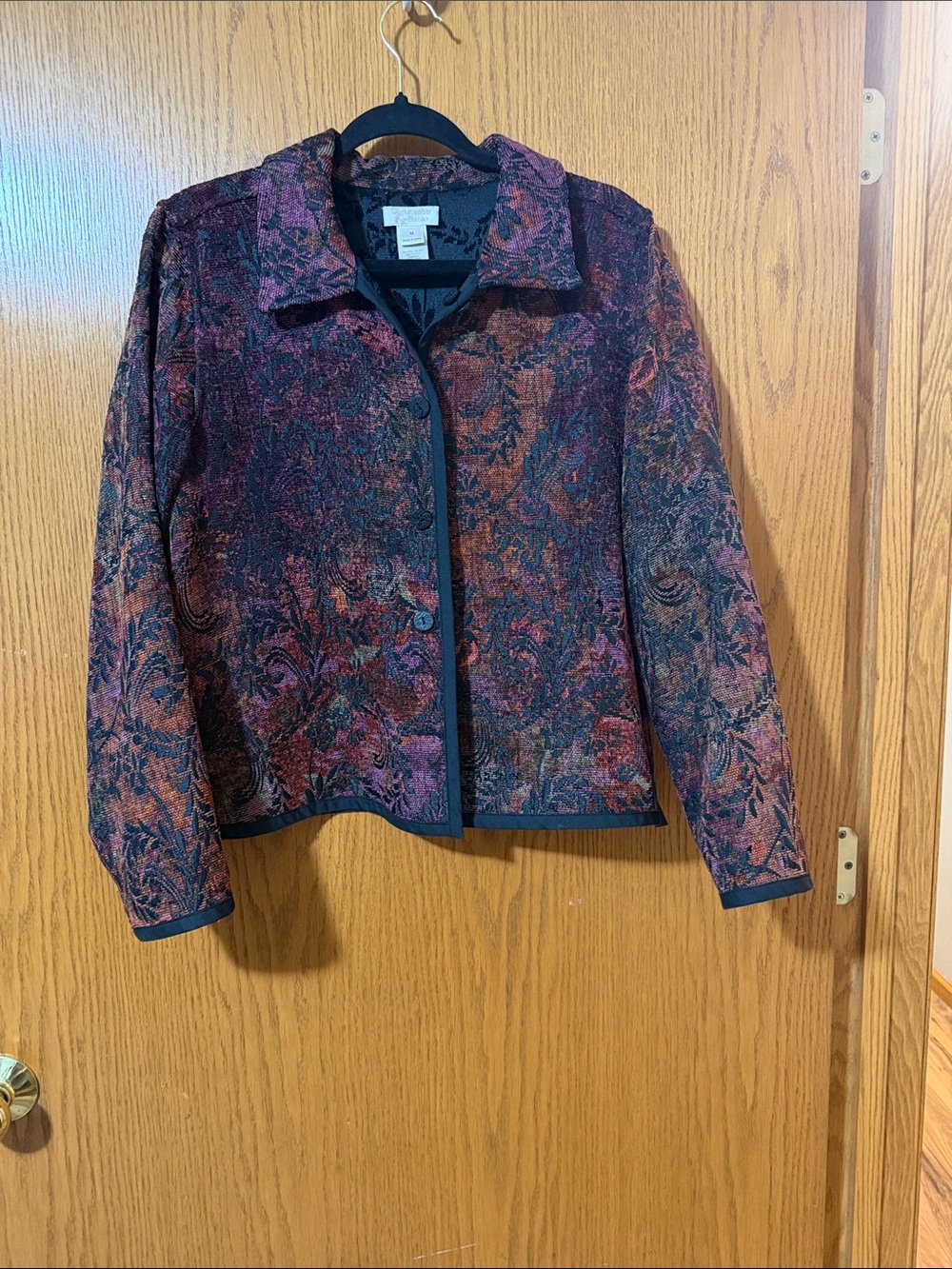 Christopher & Banks Multicolor Paisley Jacquard Blazer with Black Trim